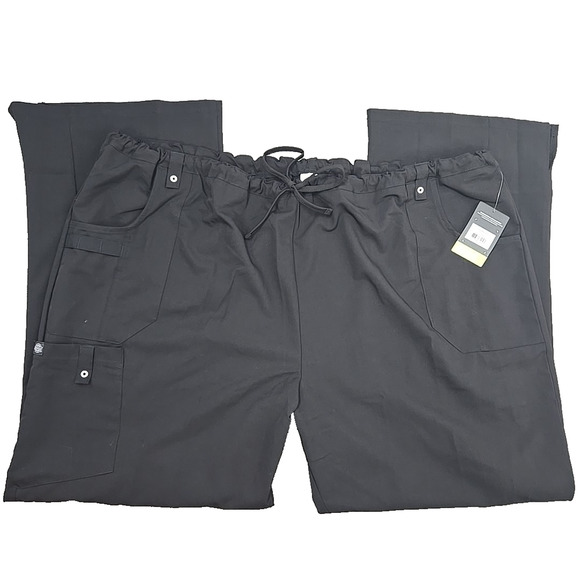 Dickies Black Drawstring Waist Cargo Pocket Scrub Pants Women's Plus 4X New - Picture 1 of 8